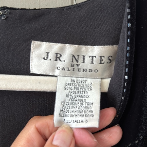 VINTAGE J.R. Nites Beaded Maxi Dress Gown Size 6 Black Formal Whimsigoth 90s Y2K - Picture 3 of 8